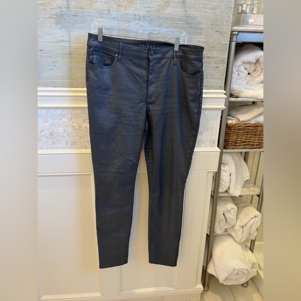 14 WHBM White House black market coated denim jeans skinny charcoal dark gray